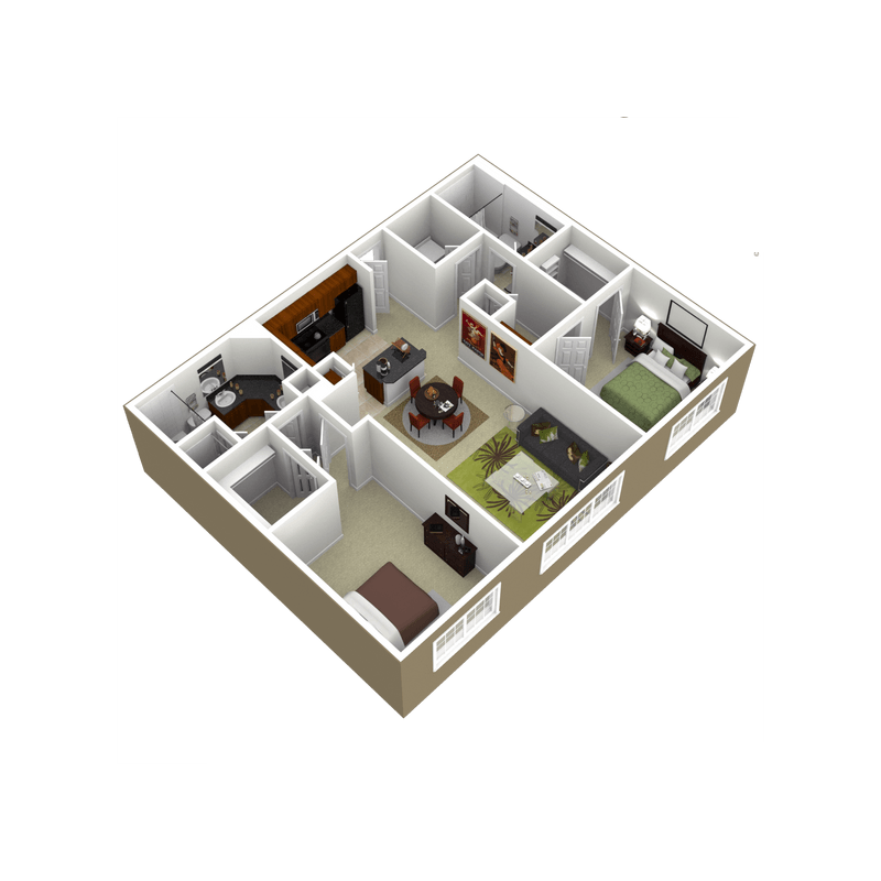 3000Sage - The Hildago - 2 Bedroom 2 Bath - 3D